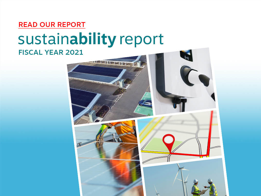 Image collage with Sustainability Report 2021 wording